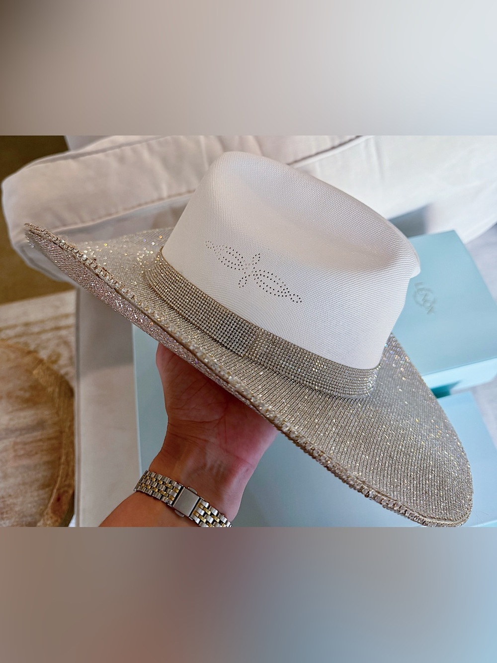Rhinestone Cowgirl The Original Rhinestone Cowgirl Sparkling White Women's Hat - Picture 4 of 11